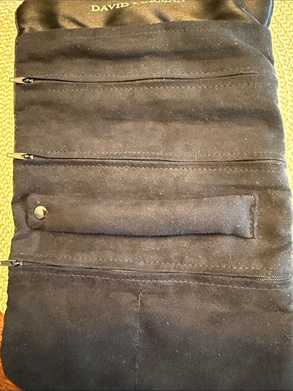 David Yurman Black Drawstring Jewelry Roll with Multiple Zip Pockets - Picture 4 of 5